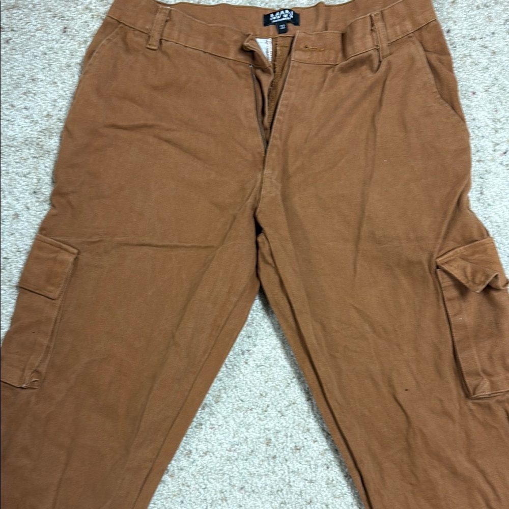 BoohooMAN Brown Cargo Pants Relaxed Fit